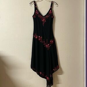 R&M Richards Womens Asymmetrical Midi Dress Size 8 Embroidery Fairy Grunge